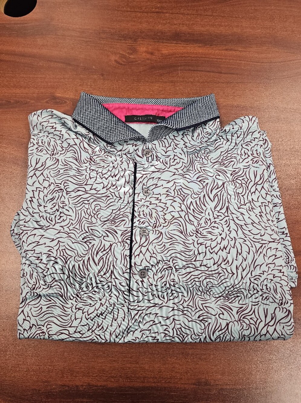 Greyson Mint and Burgundy Floral-Print Button Down Shirt